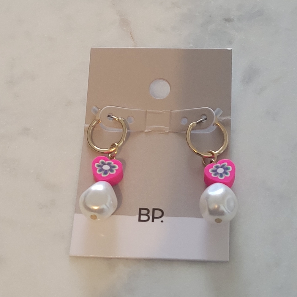 BP Gold and Pink Floral Pearl Earrings